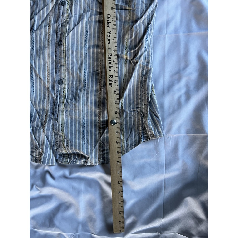 Jhane Barnes Shirt Mens Medium Gray Blue Striped Long Sleeve Silk Button‎ Up - Picture 14 of 16